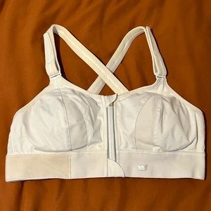 SHEFIT Ultimate Sports Bra White High Impact Zipper Adjustable